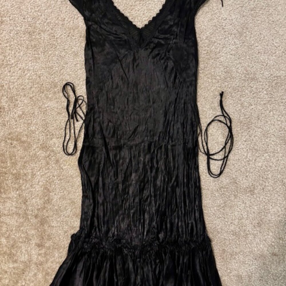 Vintage Betsey Johnson Silk Slip Dress, Black, Y2K, Size Large (8-10) - Picture 7 of 9